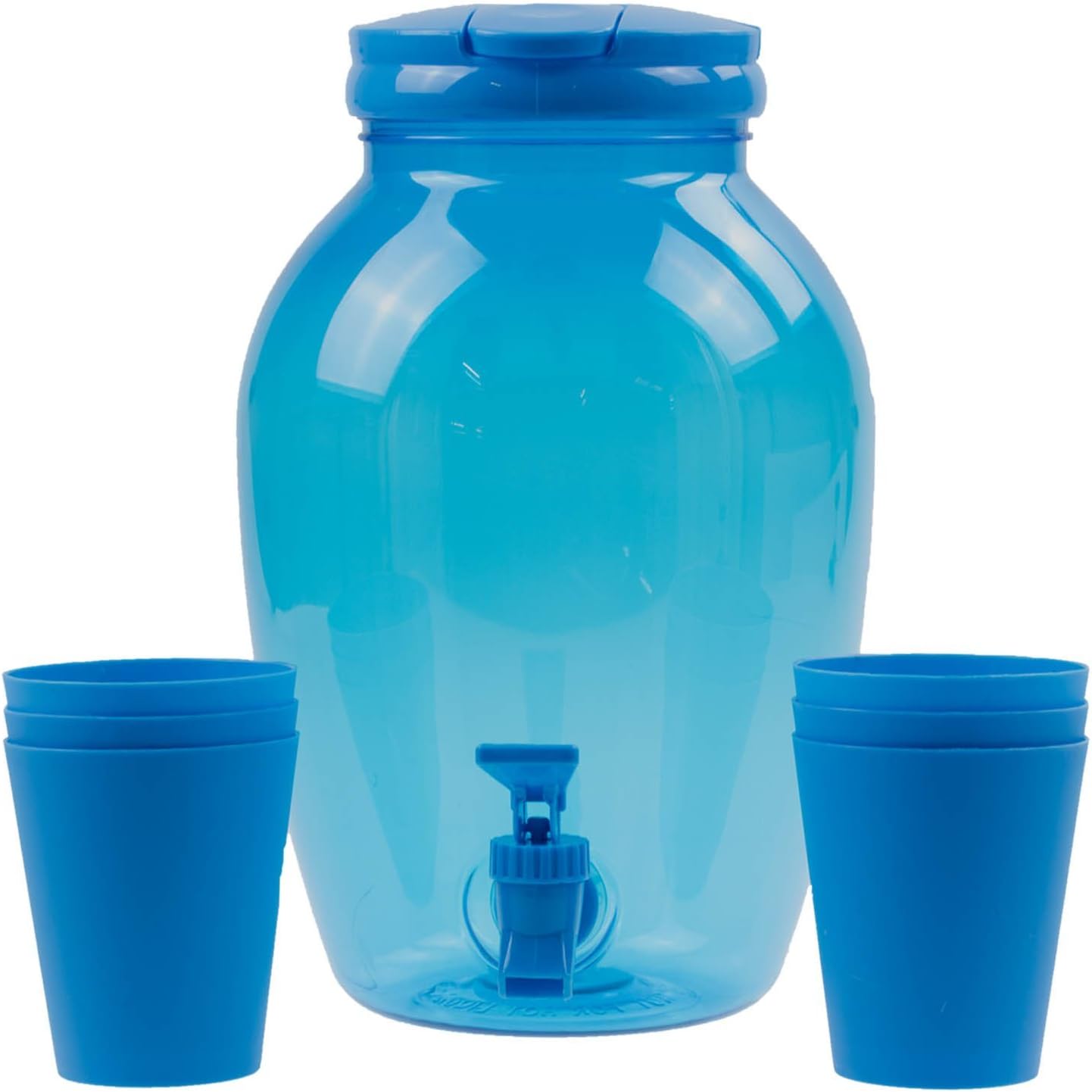 PMS 4ASS 4LTR Clear COL Bulb Shape Cold Drink Dispenser W/6
