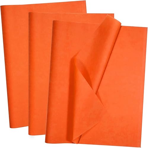 Artdly - 100 hojas de papel de seda naranja, 14 x 20 pulgadas, papel de regalo naranja reciclable a granel para bodas, cumpleaños, proyectos de