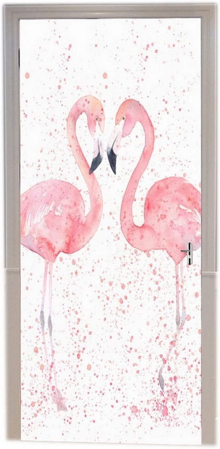 Türaufkleber Flamingo Mit Palme - 77x200cm Selbstklebend Für Innentüren