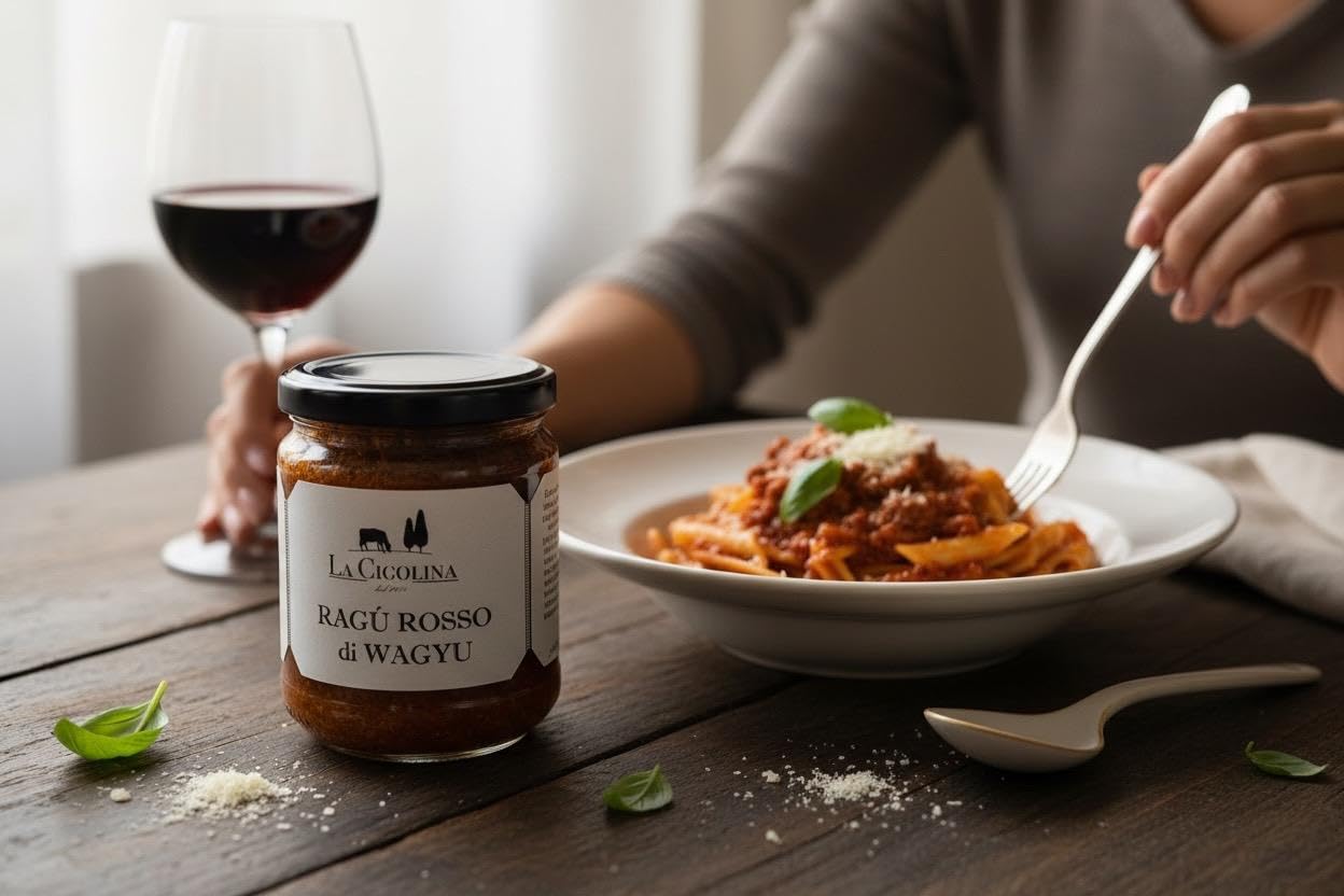 La Cigolina – Ragù Rosso & Bianco di Wagyu 100% Italiano (2x190g) | Sughi pronti gourmet con carne marezzata ricca di Omega 3 e 6 | Filiera corta, senza conservanti, sapore umami