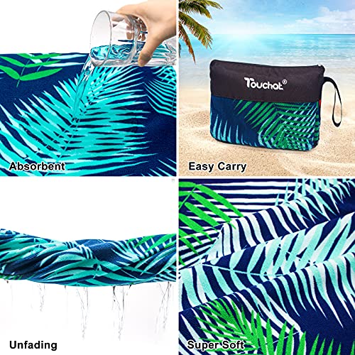 Touchat Beach Towel Oversized,Super Absorbent Sand Free Thick Microfiber Beach Towel ,Cute Tropical Palm Leaf Beach Towels 30”X60” For Kids,Men,Women,Girls,Boys #TOP3