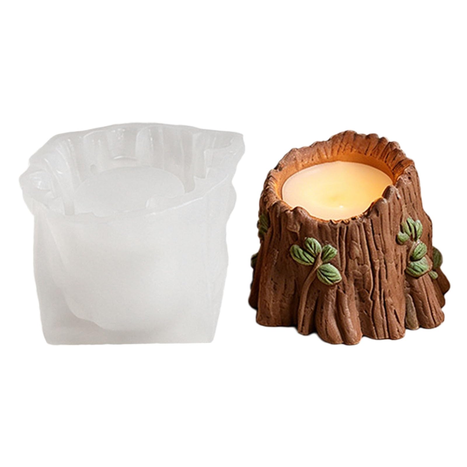 Zxfdsfdbnm Holder Mold Tree Bark Look Silicone Mold for Wax and Plaster Casting, Small Home Decor Form for Craft Use on Shelves and Trays Cup Form Bark Texture Handcraft Tealight Casting
