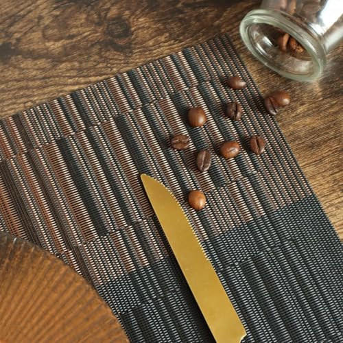 Image of GDNK Washable PVC Heat Resistant Colorful Place Mats for Kitchen Dining Table Mates Washable Heat-Resistant for Dining Table (4 Pack) (Brown & Black)