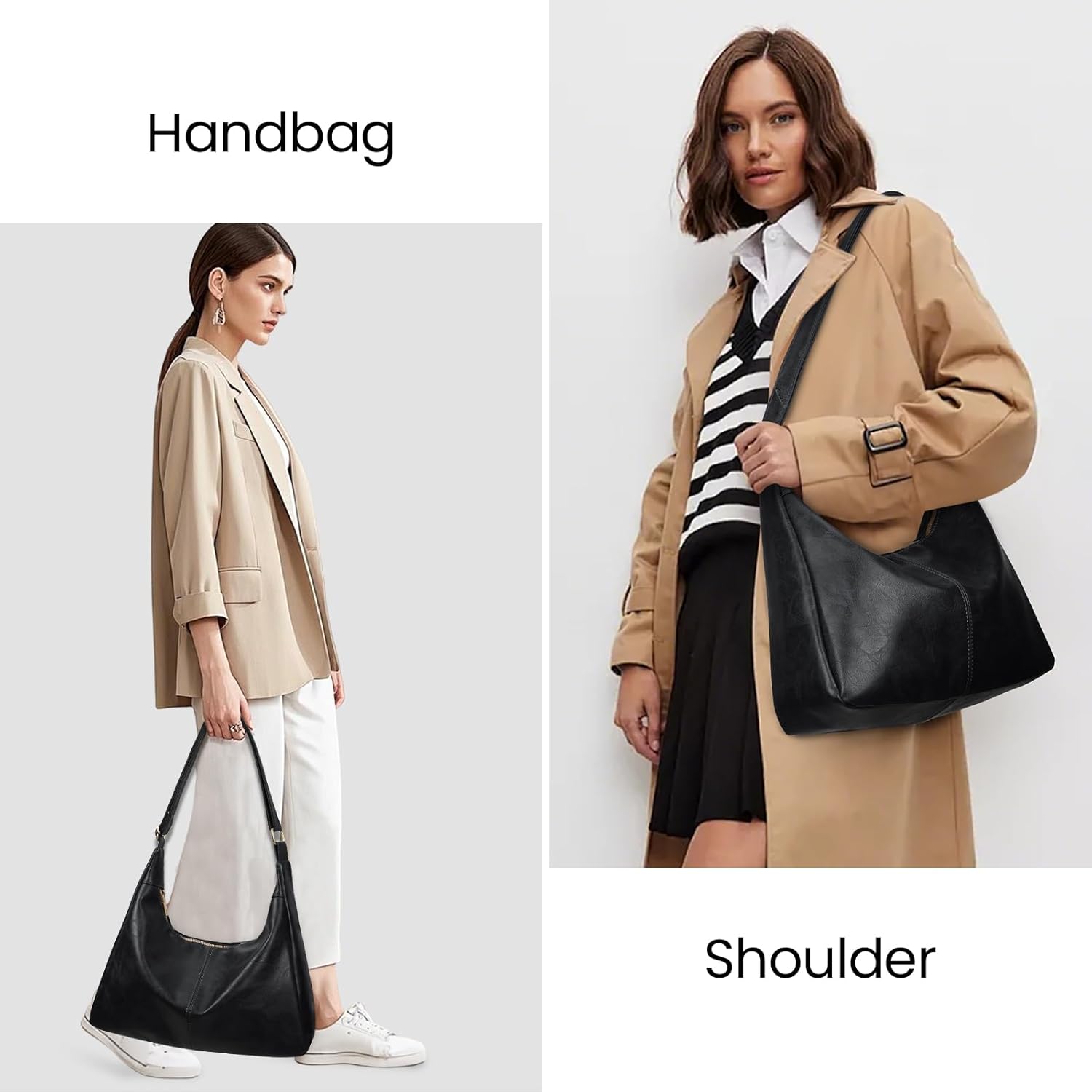 Slouchy Hobo Bags for Women Shoulder Handbag Leather Brown Purse Crossbody Handbag Daily Slouchy Tote Purses - Image 4