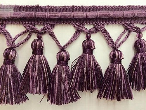 3.5" Tassel Fringe Trim By The Yard Tf-56/39-3 Beige & Aqua #TOP4