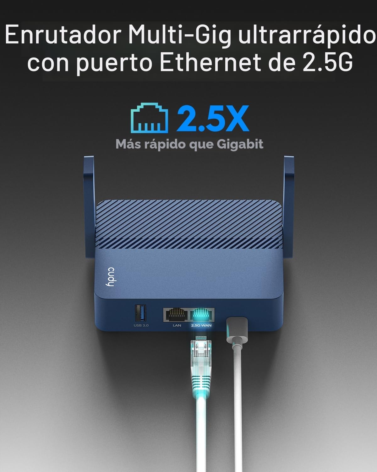 Cudy Router de Viaje Wi-Fi 6 Gigabit tamaño Bolsillo AX3000, Puerto Ethernet RJ45 de 2,5 Gbps, Extensor/repetidor para Hotel y Red pública, WISP, Cliente y Servidor VPN, USB 3.0,TR3000
