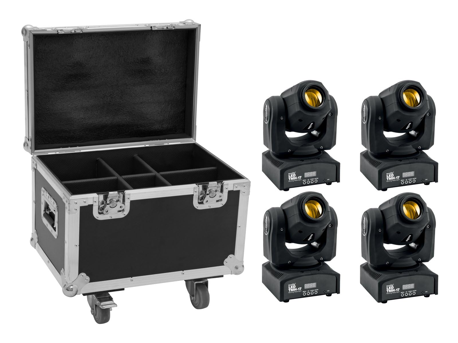 EUROLITE Set di 4 faretti LED TMH-17 + custodia con ruote