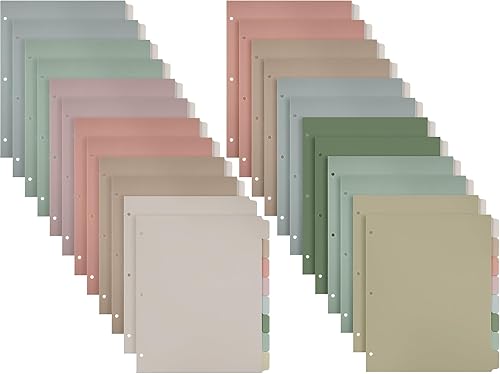 24 juegos de separadores de carpetas de 8 pestañas para carpetas de 3 anillas, separadores de papel multicolor de 8.5 x 11 pulgadas con película de