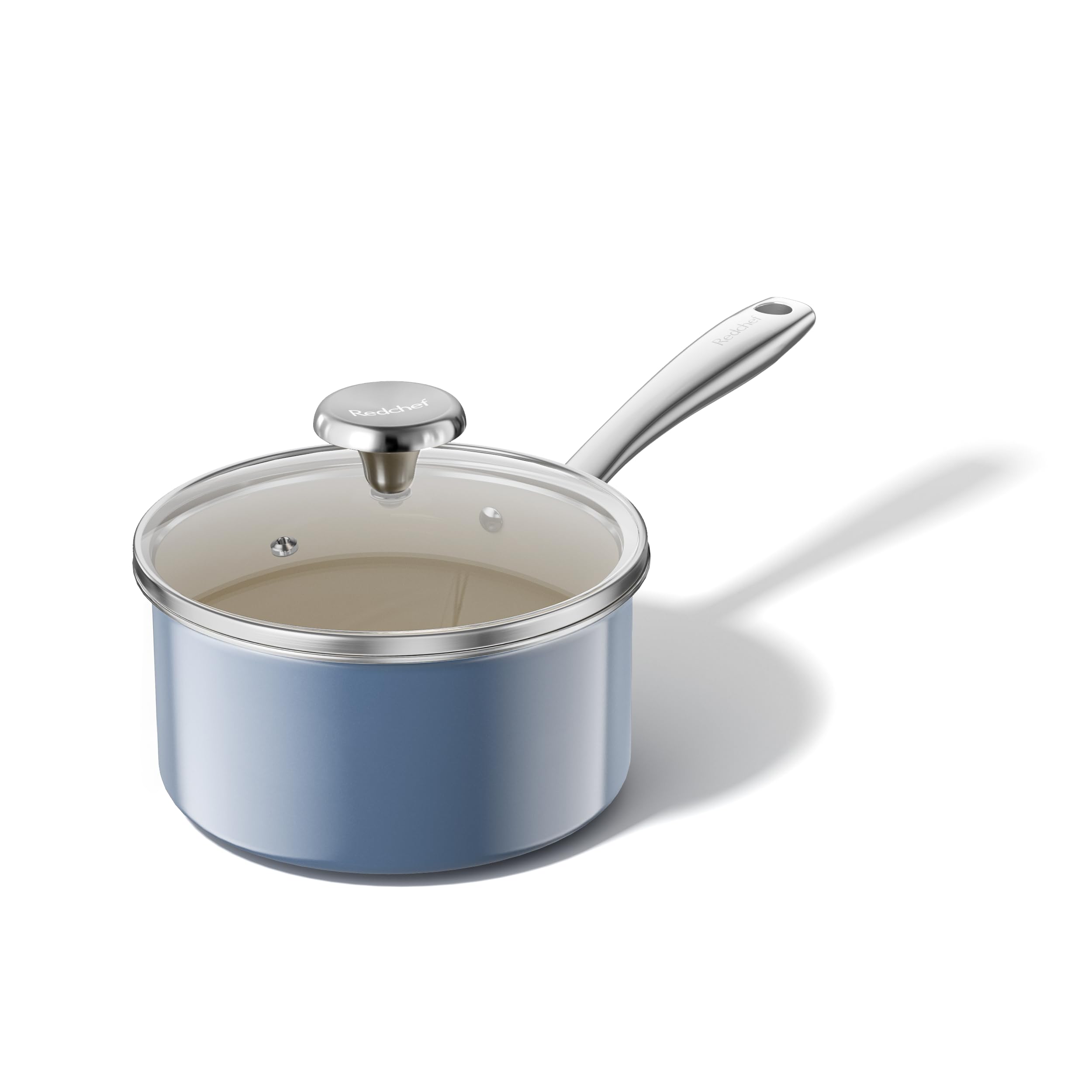 Redchef 1.8QT Nonstick Sauce Pan with Lid, Small Pot for Cooking, Blue