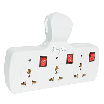 SIVYATI Multiplug Extension with Individual Switches (Wireless) | 3 Universal Sockets with Fuse Protection | Power LED Indicator