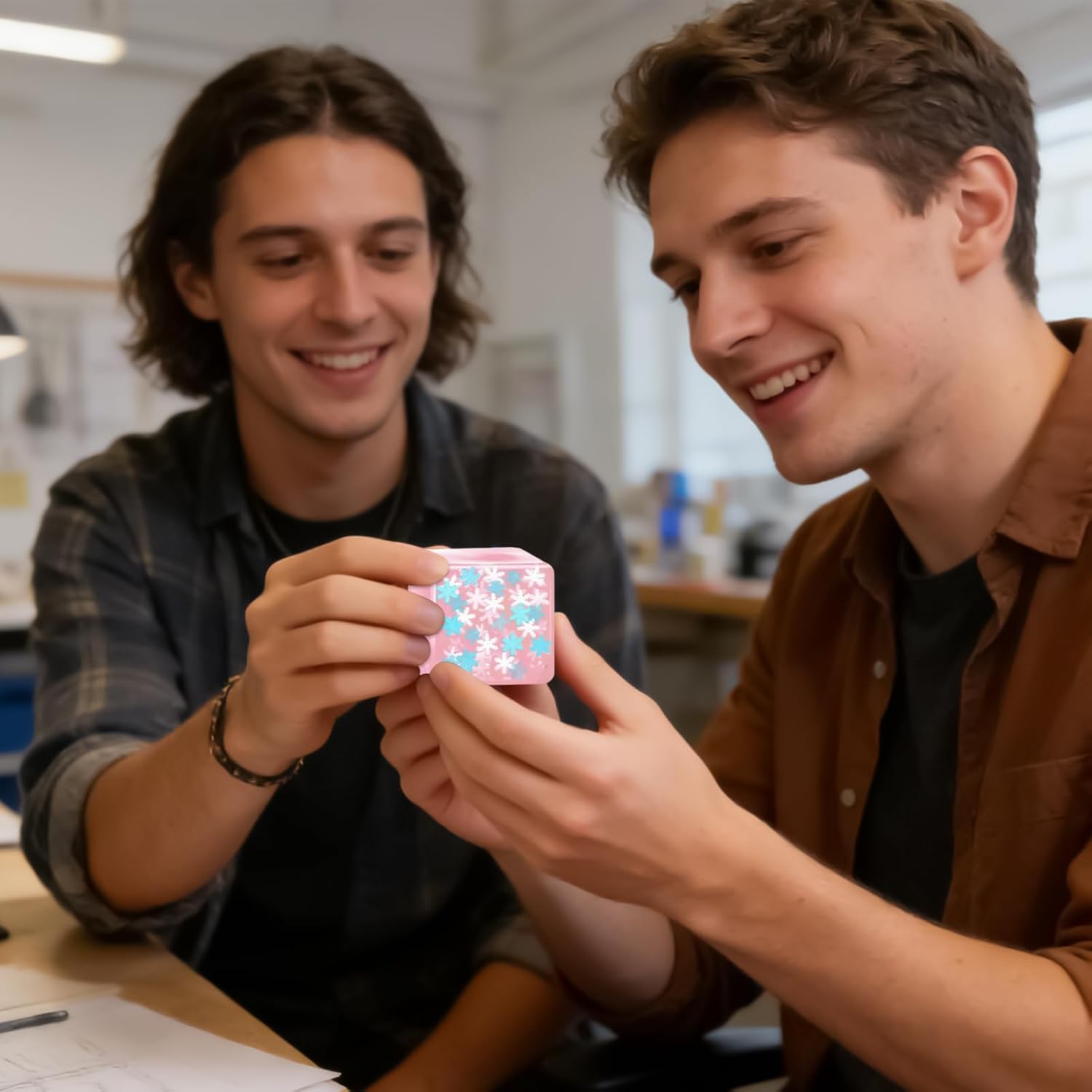 Fidget Cube Toy | Squishy Cube Soft Snowflake Fidget Toy | Stress Ball Ice Cubes with Snowflakes Glow in The Dark | Snowflake Squeeze Toys