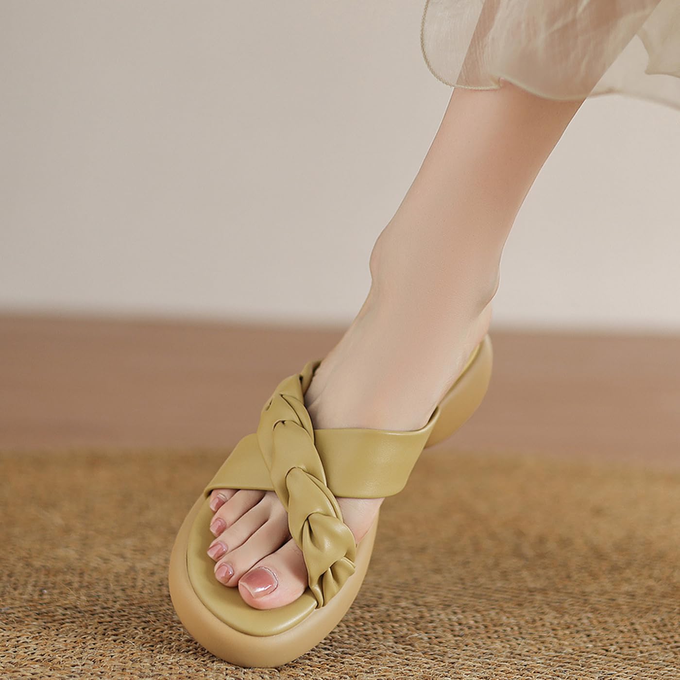 Sandali Platform Donna Punta Aperta Punta Tonda 4 cm | Suola gomma, Fodera PU, Platform 4 cm, Slip On, Stile casual estivo