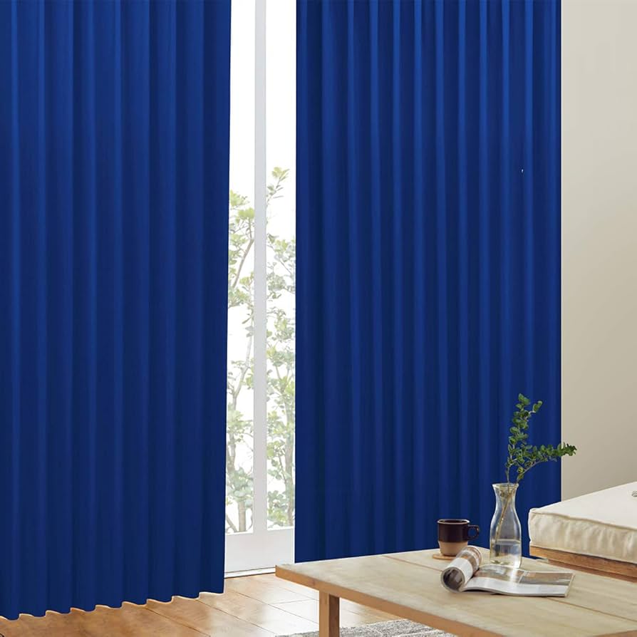 カーテン 日本製　断熱率65％・防音・完全遮光　ネイビー 遮光カーテン オーダーカーテン／幅30〜100cm×丈151〜200cm