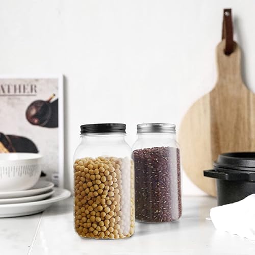 Miniatura 7 de novelinks Tarros de plástico transparente de 32 onzas con tapas herméticas, tarros de plástico de 32 onzas con tapas para almacenamiento de cocina y