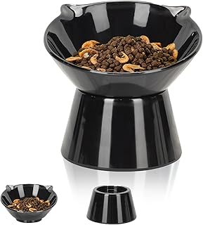 Futternapf Katze,Katzennapf Erhöht mit 15° Neigung Fressnapf Katze,Anti-Erbrechen Katzenschüssel für Futter und Wasser,Haustier Napf perfekt für Katzen,Welpen und kleine Hunde,Schwarz product image