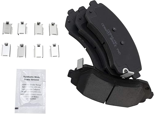 Miniatura 6 de TRQ Kit de pastillas de freno delanteras y traseras y rotores Kit de productos químicos de freno, pastillas de freno de cerámica compatible con