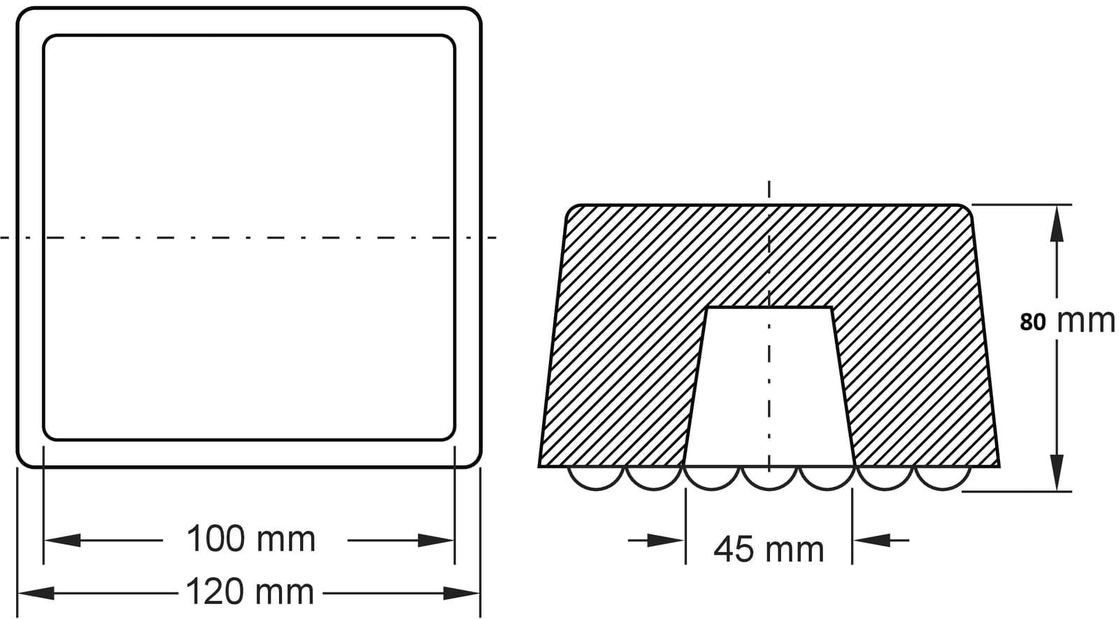 KS Tools 160.0439 Coussin en Caoutchouc 16 pour Pont élévateur 120 x 120 x 80 mm