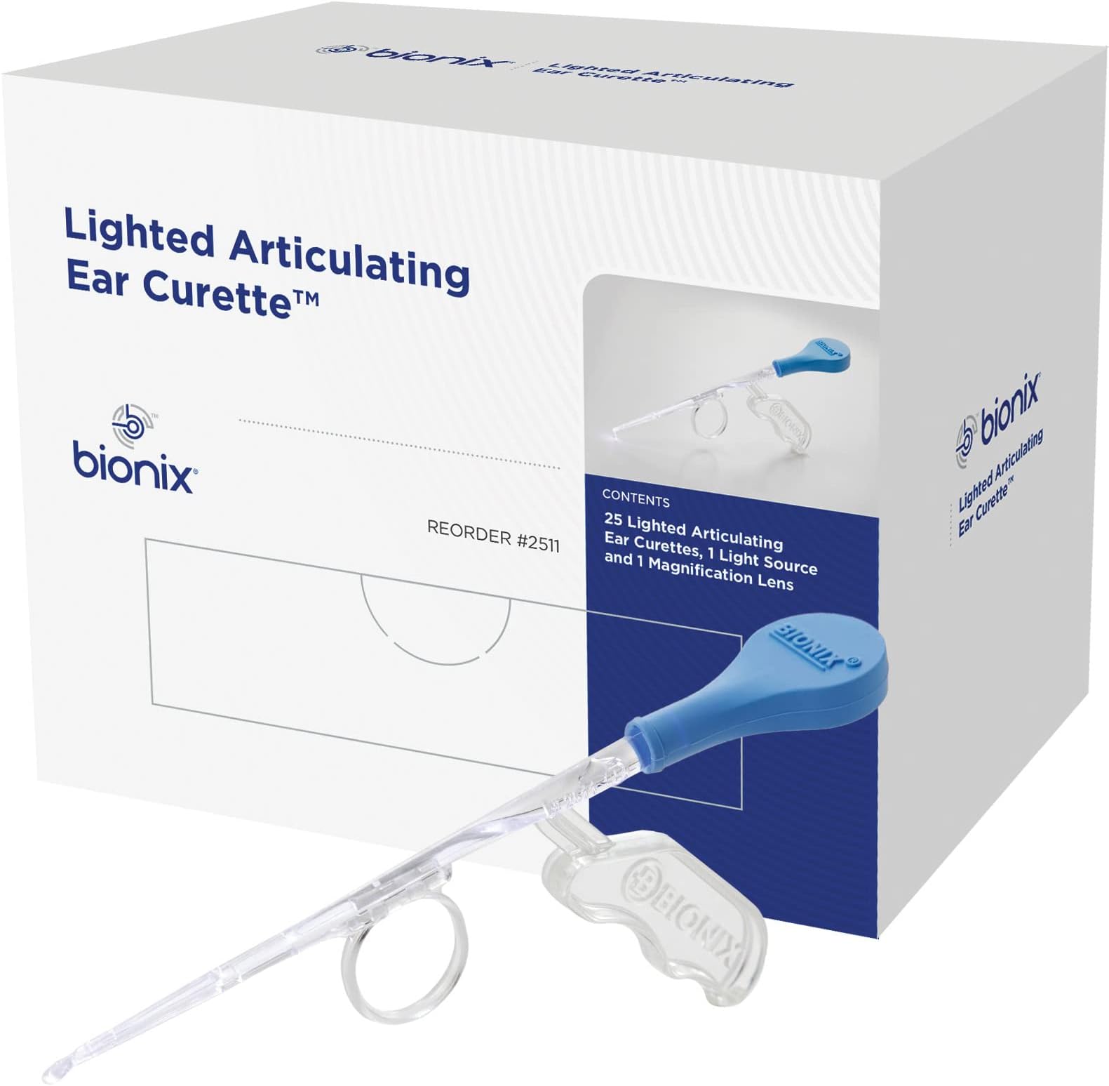 Lighted Articulating Ear Curette, Earwax Removal Tool, Helps Remove Excess Wax & Foreign Objects, Convenient, Easy to Use, Ideal for Healthcare Professionals (25 Count)