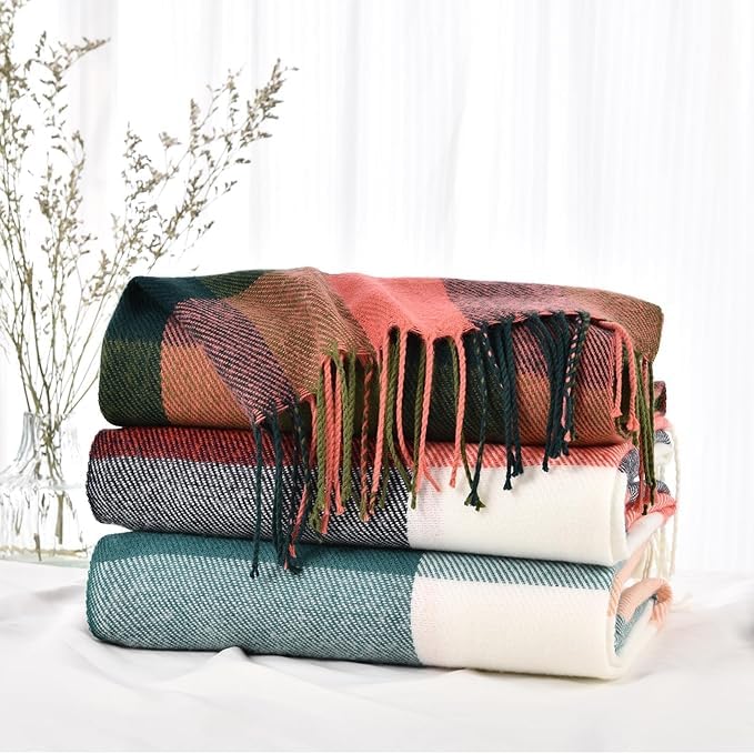 Womens Winter Scarf, Fashion Cashmere Feel Plaid Scarfs for Women4