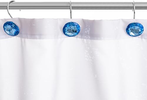 Miniatura 2 de HBlife 12 ganchos decorativos de acrílico para cortina de ducha con diamantes de imitación a prueba de óxido, ganchos para cortina y barra de ducha,