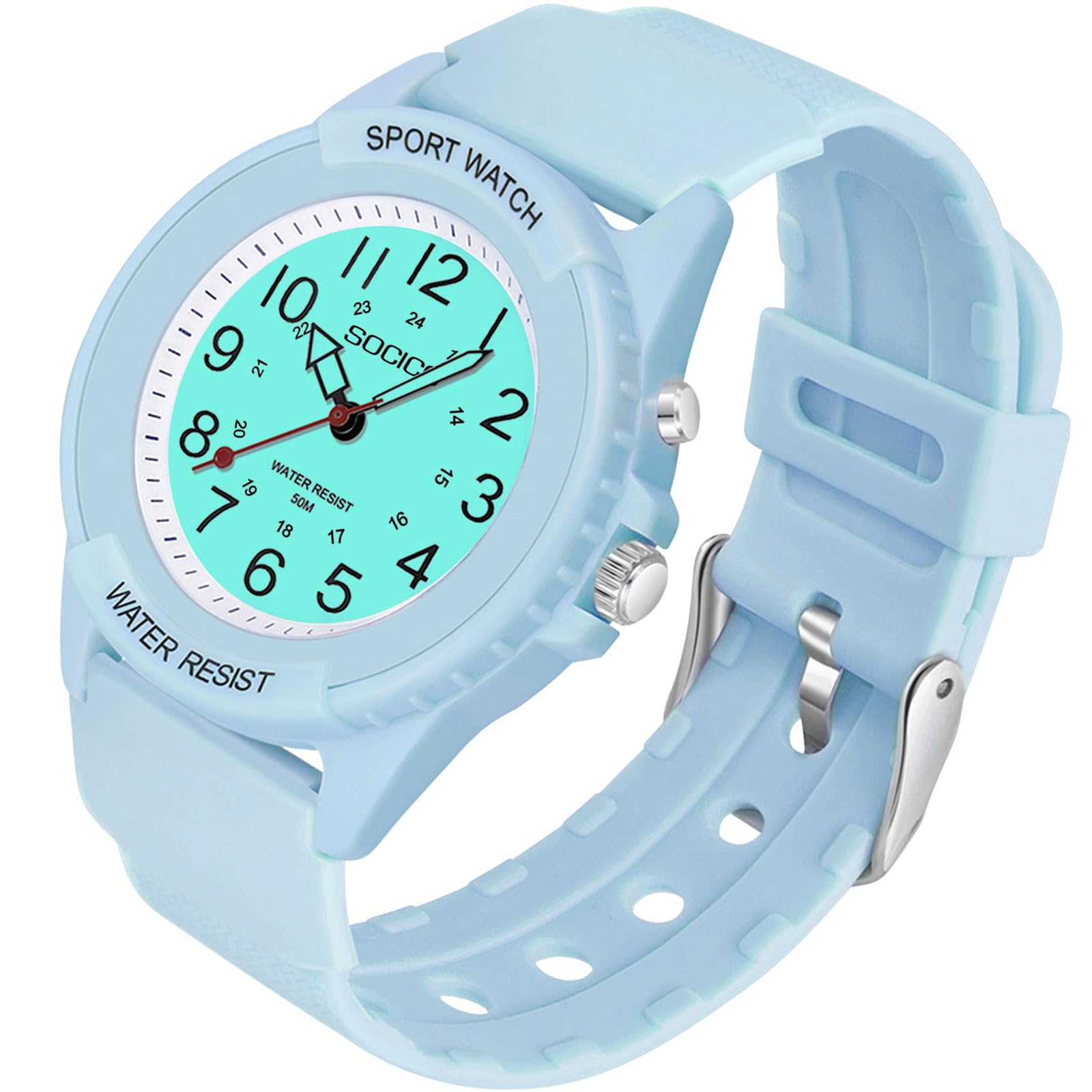 PROKING Waterproof Nurse Watch for Medical Professionals,Women Men, 24 Hour with Second Hand, Night Light, Military Time Easy to Read Dial, Soft and Breathable Silicone Band, Blue, Simple (B0B653CJMS) Amazon Price History, Amazon Price Tracker