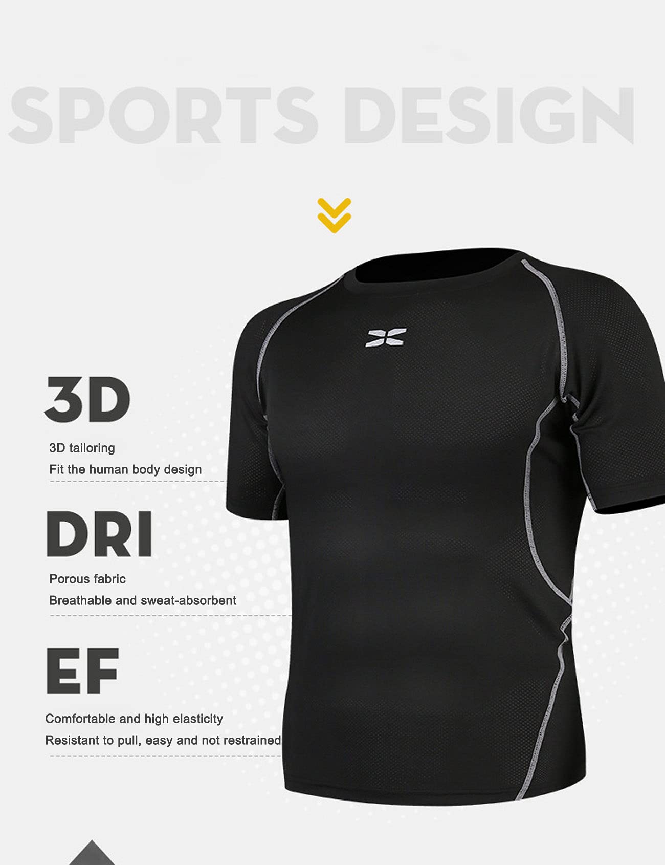 Jueshanzj Ropa de fitness medias de los hombres equipo de gimnasio correr baloncesto entrenamiento de secado rápido traje deportivo, Black-6-piece set, XL