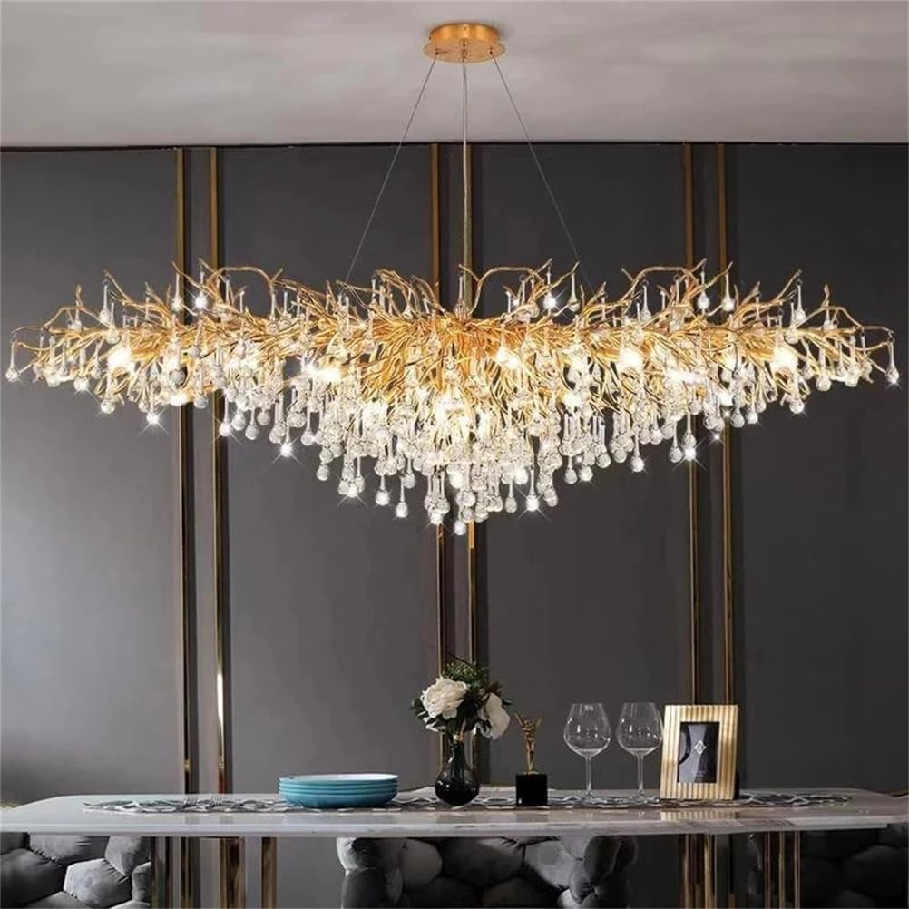 KXEcoLife Crystal Chandelier for Dining Room - Modern Light Fixture, Raindrop Tree Branch Chandeliers Living Room, Bedroom, Entryway, Foyer, High Ceiling