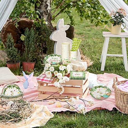 Cibeat EASTER Disposable Dinnerware Set, Easter Decorations Paper Plates, Easter Party Supplies Includes Plates thumb #5