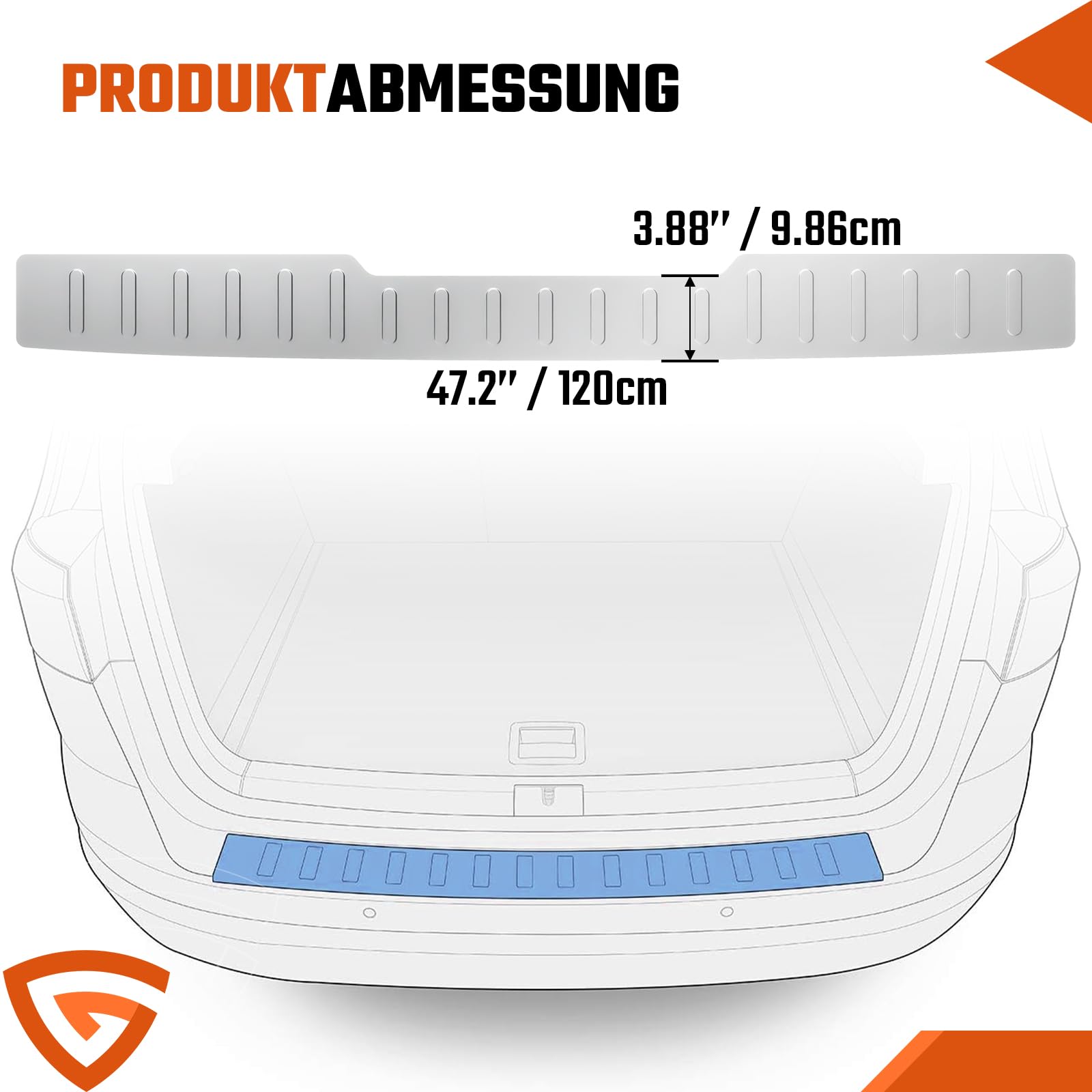 GEARMONSTER Protector de parachoques de acero inoxidable compatible con Vito y Clase V W447 a partir de 2014, brillante | Protección antiarañazos, acero inoxidable pulido, cinta adhesiva de doble cara preinstalada, fácil montaje