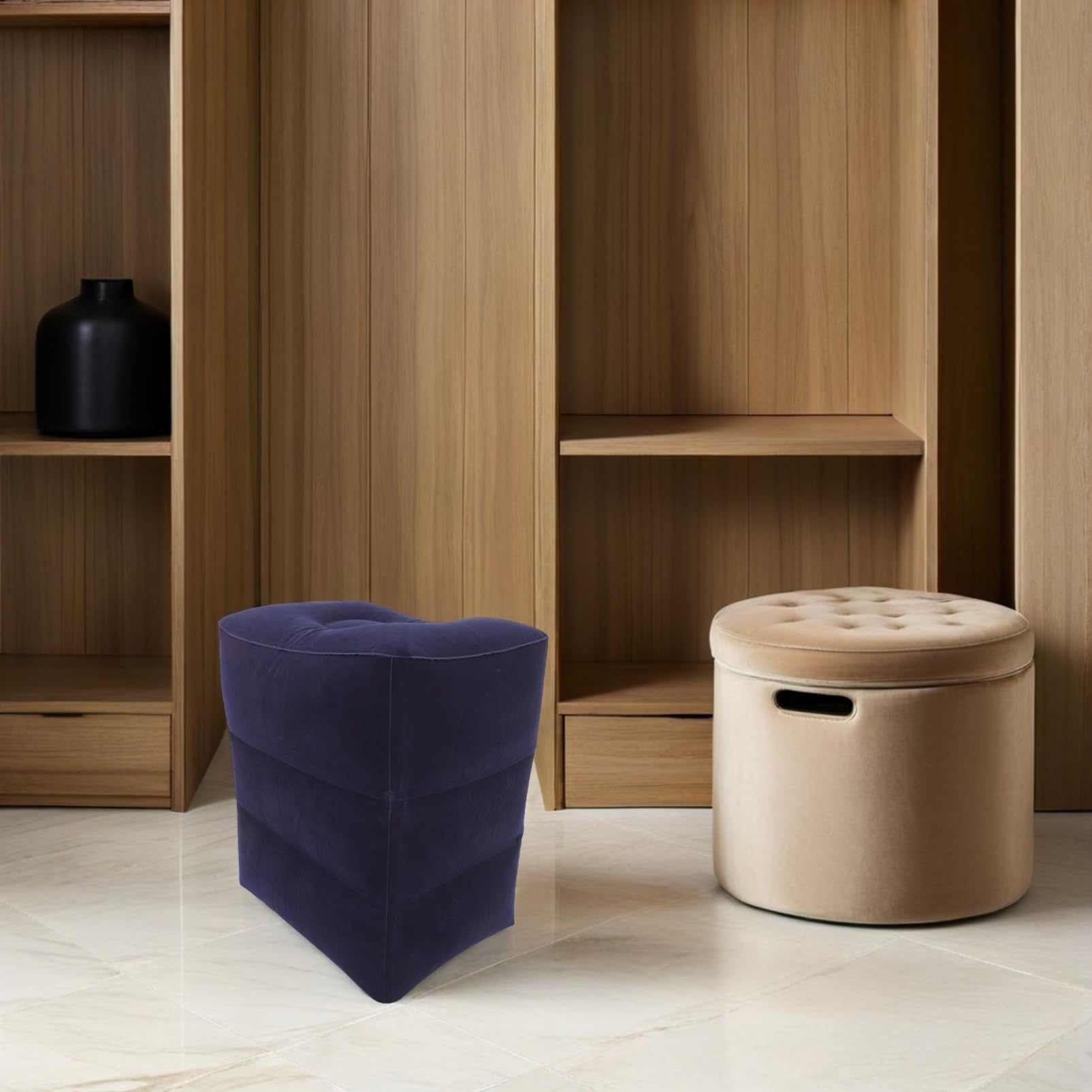 Poggiapiedi Gonfiabile da Viaggio Regolabile in Pvc Floccato