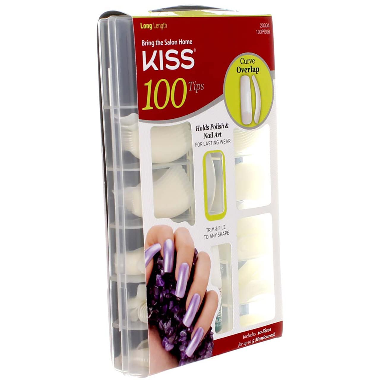 KISS 100 Tips, Long Length, Curve Overlap 1 ea (Pack of 5)