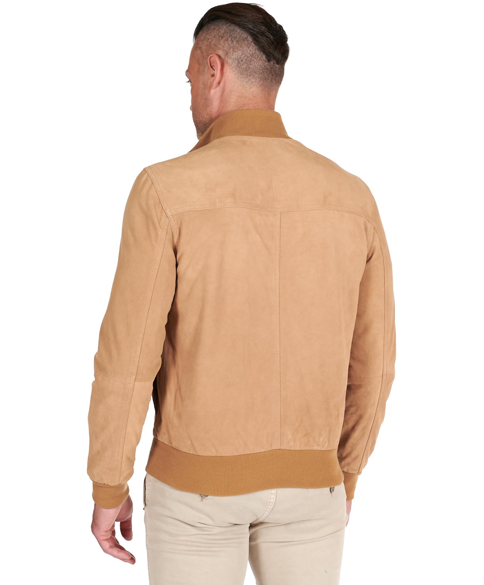 Giacca In Pelle Scamosciata D'Arienzo Uomo - Modello Marlon - Made In Italy - Colore Khaki - Foto 6