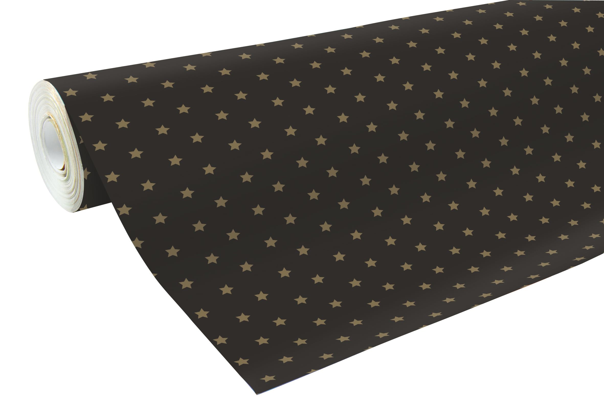 Clairefontaine 201339C - Une Bobine De Papier Cadeau - Papier Alliance 60g - Format : 50x0,​70m - Motif : Étoiles Or, Fond Noir - Emballage Cadeau, Idéal Pour Les Emballages Professionnels