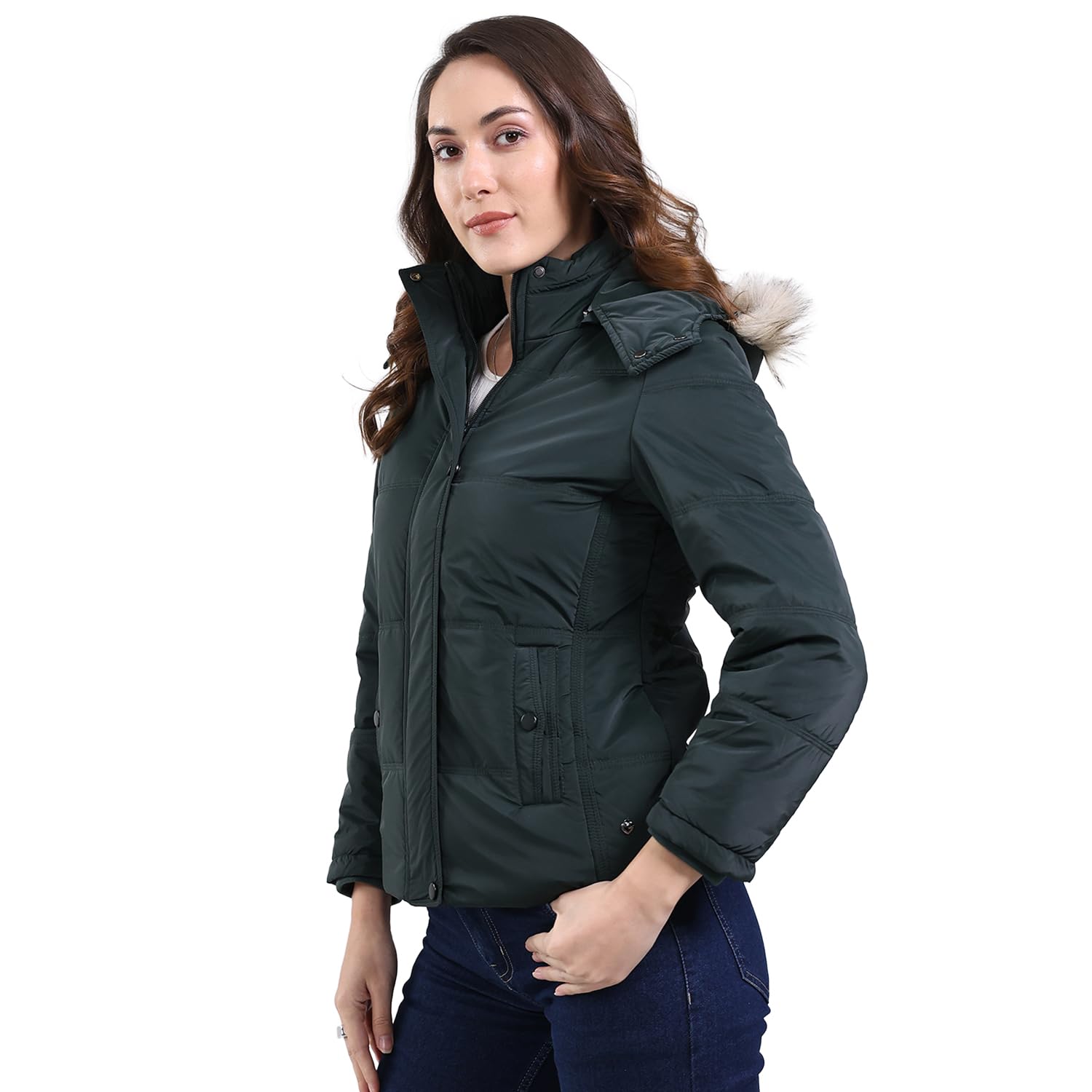Women Regular Fit Solid Hooded Neck Side Pocket Zipper Closure Full Sleeve Winter Jacket| Women Winter Jacket | Stylish Zipper Jacket | Casual Winter Wear For Women's (Pack Of 1)