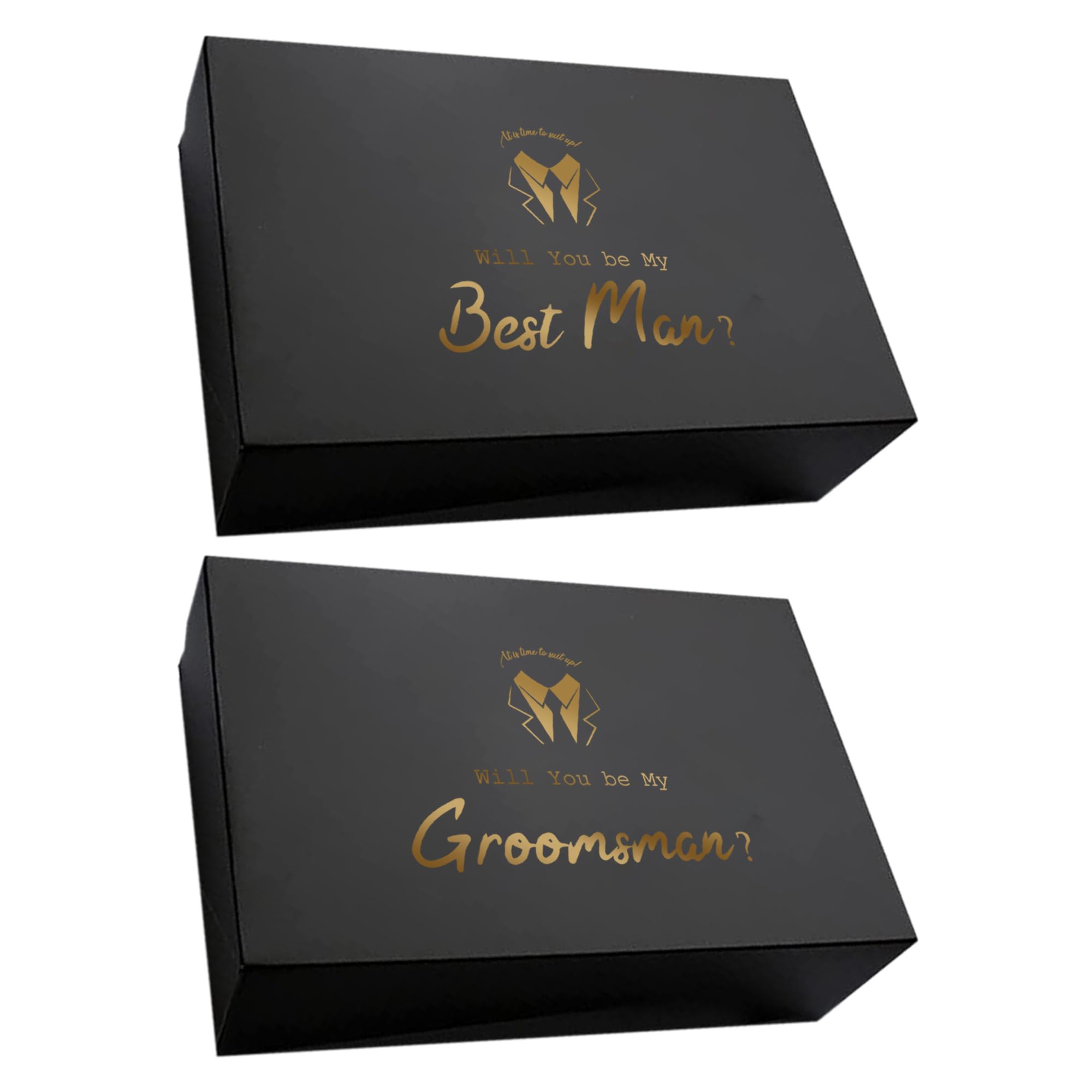 PartyGifts&beyond Groomsmen Proposal Gift Box, 8 Pcs (BK-H), Wedding, Box Set of 2 Best Man + 6 Groomsman White Cardboard, Foldable, Official Tuxedo Design