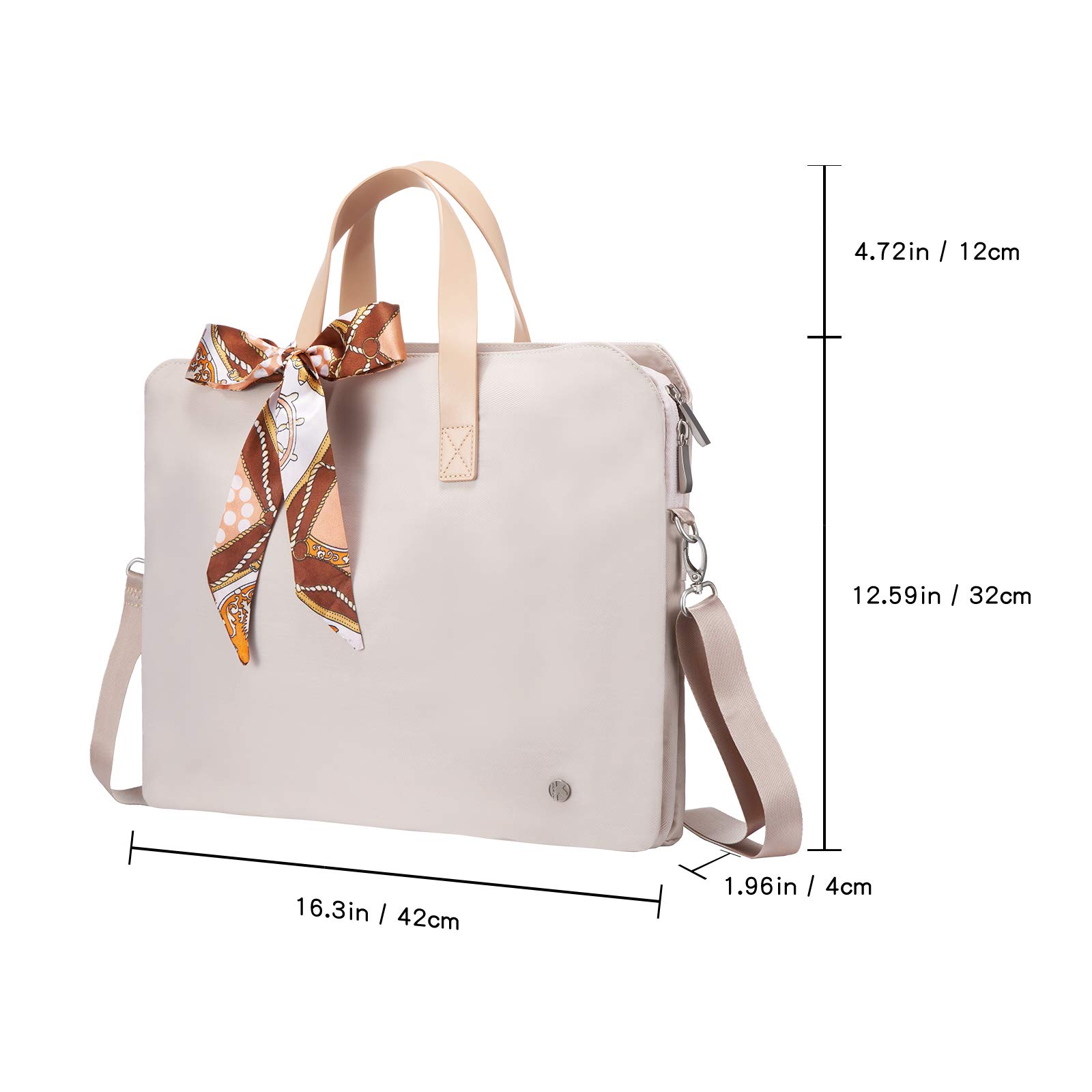 Kamlui Laptop Bag for Women Computer Case Shoulder Messenger Leather Tote Business Office Briefcase Large Capacity Laptop Bag,for Macbook Pro Air iPod Lenov Samsung Dell HP ASUS,15.6 inch (khaki)