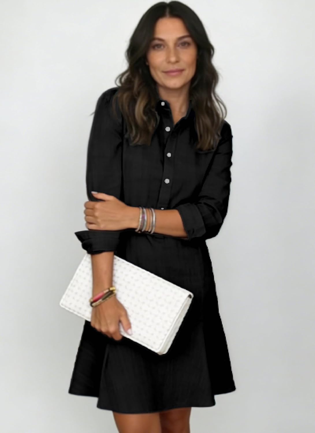 Womens White Cotton Linen Dresses Casual Button Down Shirt Dress 2026 Summer Midi Dress Beach Vacation Clothes - Image 2