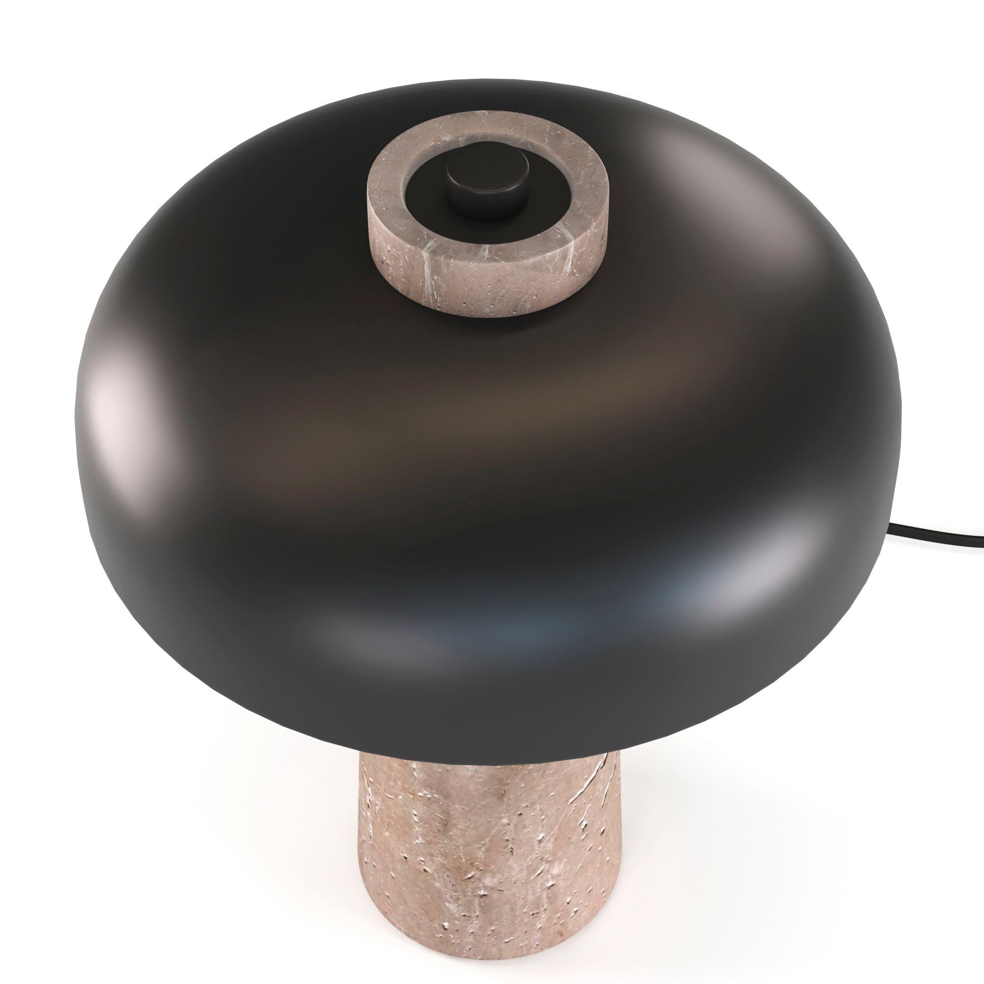 B·LED Barcelona Tischlampe aus Naturstein mit Marmorsockel, modernes minimalistisches Design, warmes LED-Stimmungslicht, Aluminium-Schirm in Weiß oder Schwarz, ideal für Wohnzimmer, Nachttisch