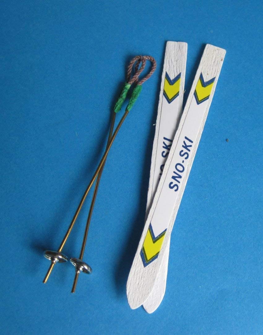Miniatur-Ski Mit Stöcken Im Maßstab 1:12 – Perfekt Für Puppenstube Oder Als Geldgeschenk