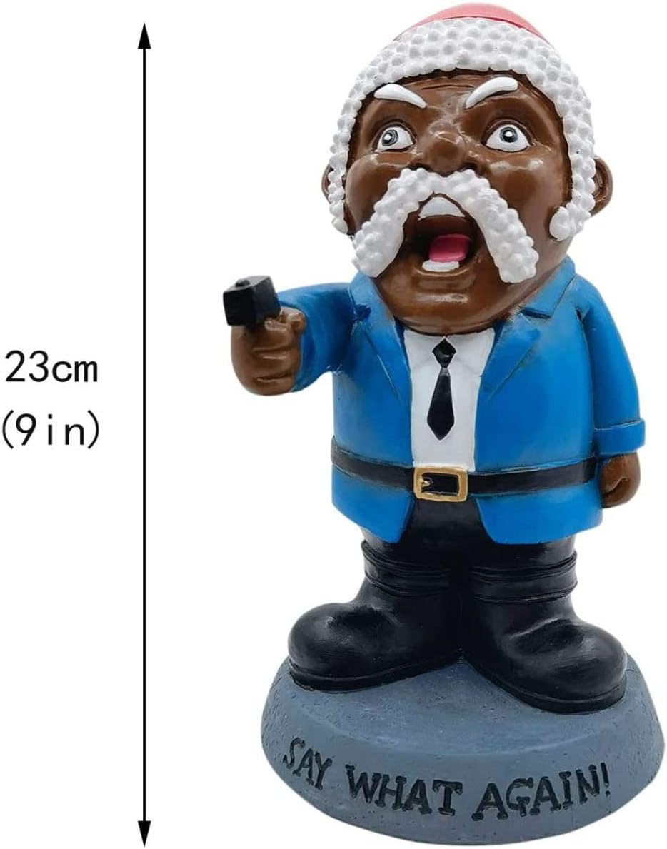 Say What Again Angry Garden Gnome, Funny Gnome with a Weapon Resin Ornaments, 9" War Gnome Outdoor Garden Statues for Indoor/Outdoor/Lawn/Yard Art Decorations
