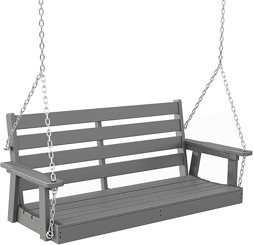 IVY&LANE Columpio para porche al aire libre  Plástico HDPE  2 personas  Columpios de banco colgantes  Resistente a la intemperie  4 cadenas de acero
