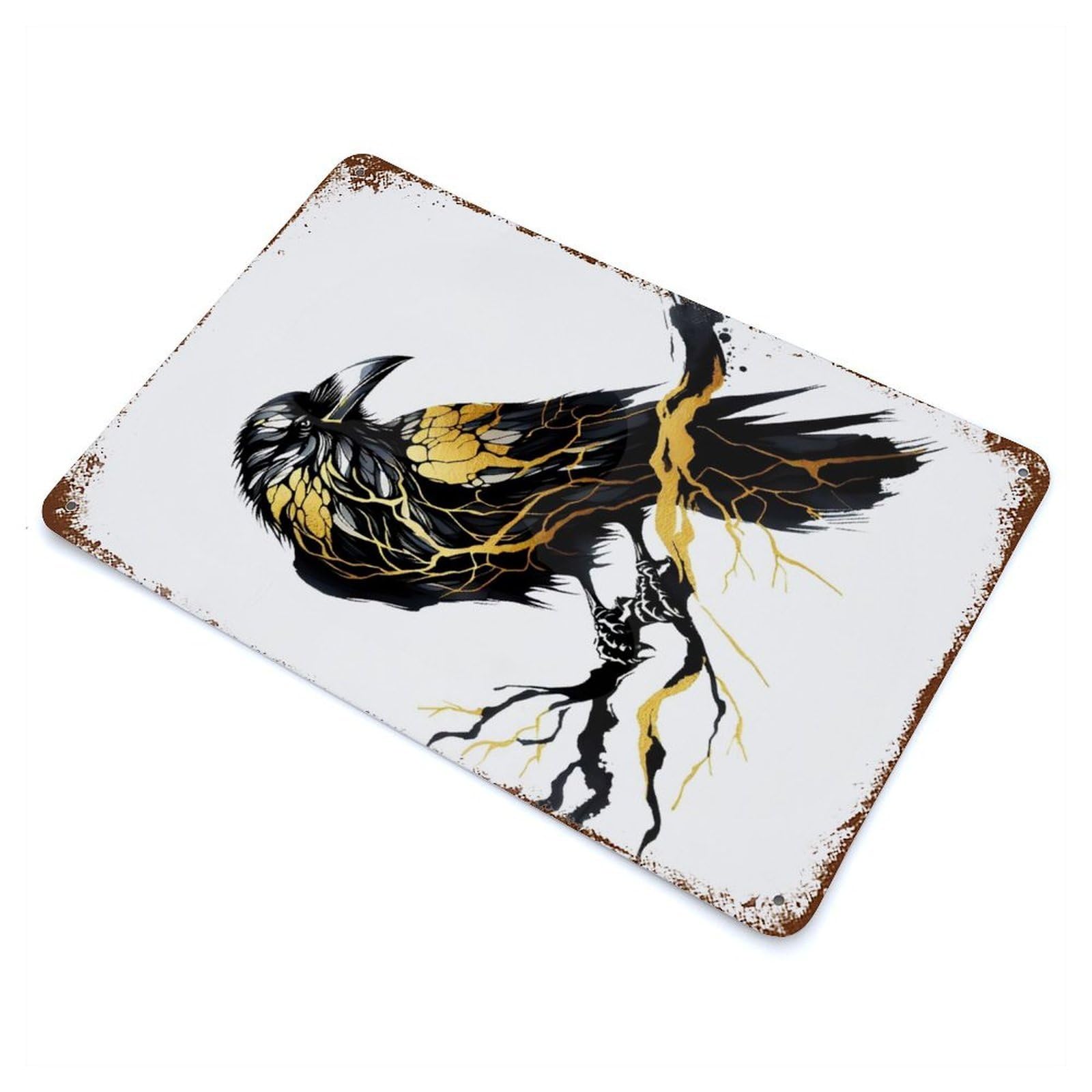 Ink Raven Rust Effect Tin Sign 11.8"x7.9", Farmhouse Wall Decor for Farmhouse, Kitchen And Entryway Decor