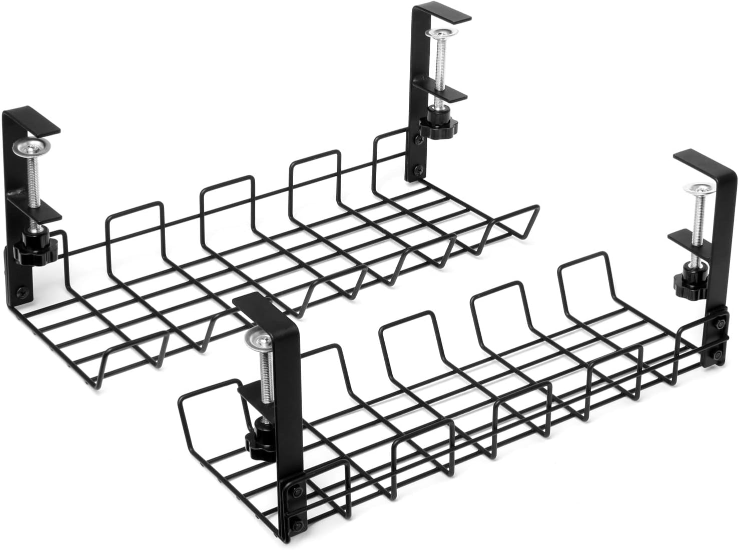 2 Pack No Drill Carbon Steel Under Desk Cable Management