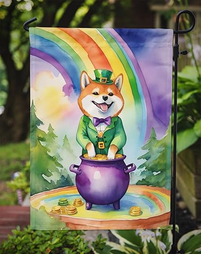 Miniatura 3 de Caroline's Treasures DAC5612GF Bandera de Shiba Inu para el Día de San Patricio, bandera decorativa para patio exterior, patio, parterres, tamaño
