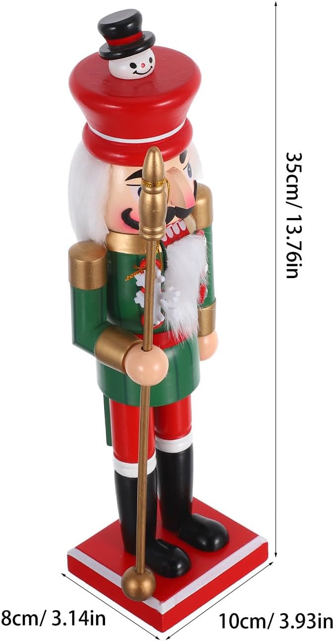 Cabilock Christmas Nutcracker Soldier Statue Wooden Nutcracker Figures Puppet Traditional Xmas Ornament for Tabletop Fireplace Shelf Display
