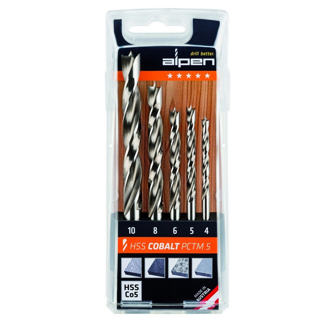 Alpen 63300005100 Dowel drills HSS-Co5 PCTM "Profi Holz" (5 Piece)