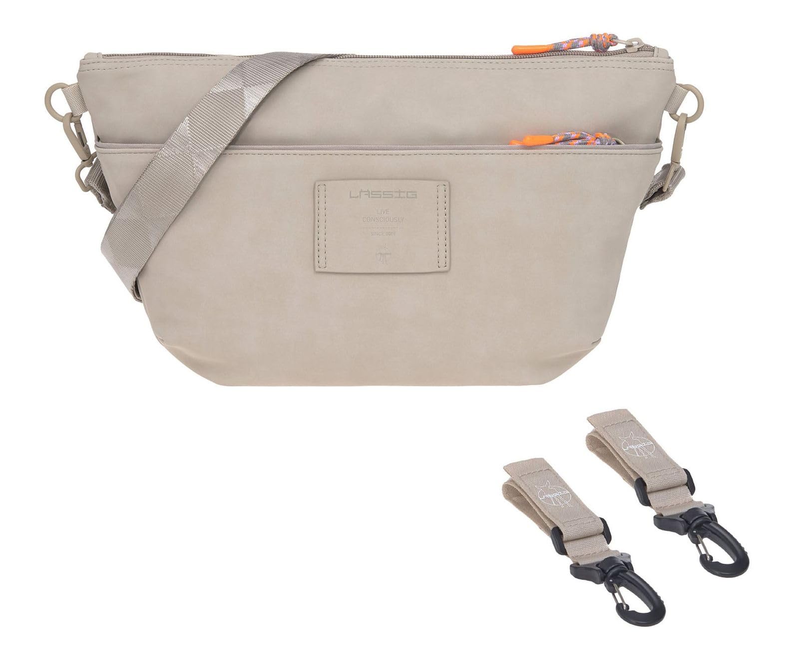 LÄSSIG Buggy Bum Bag – Kinderwagenorganizer inkl. Befestigung, Farbe humus