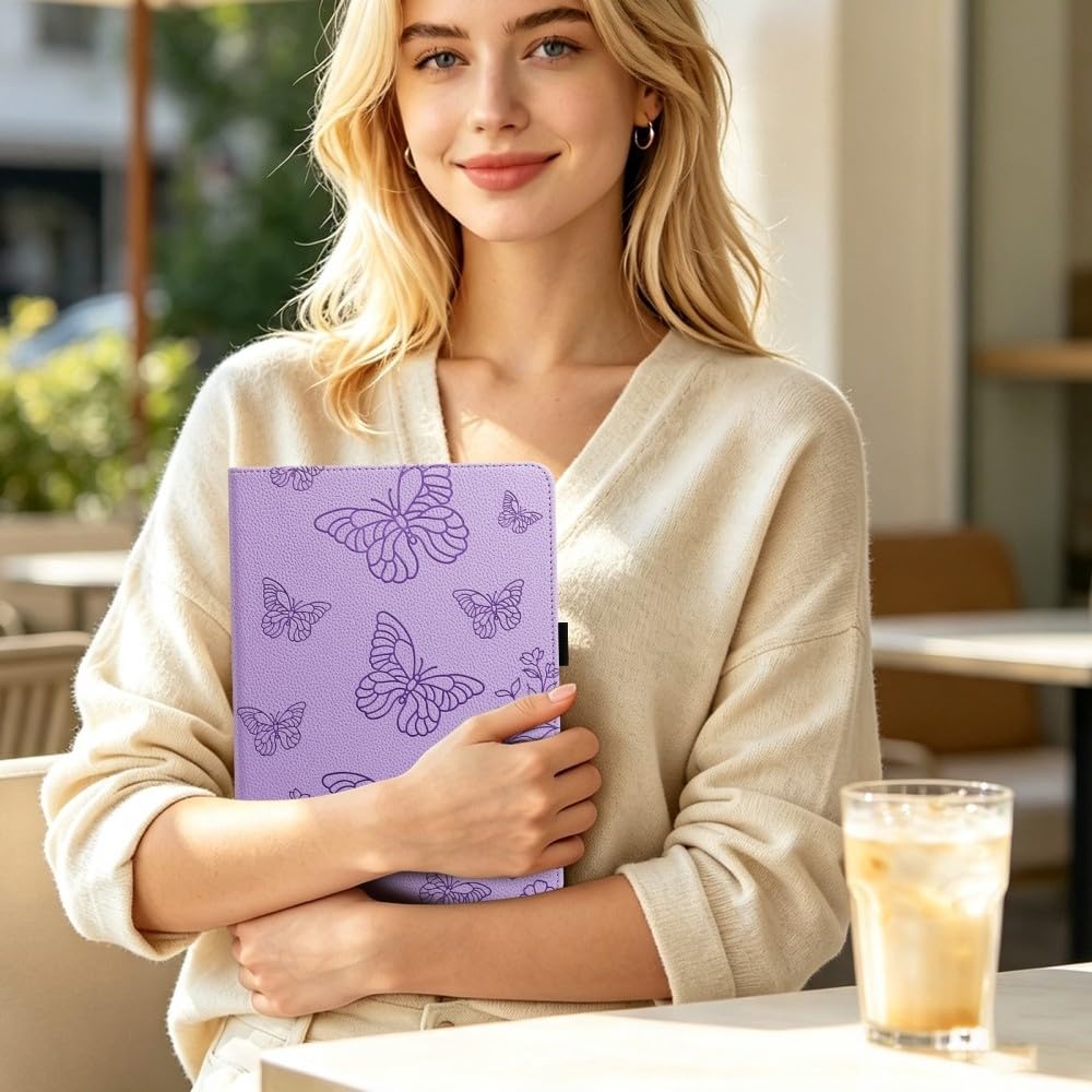 Generic Étui compatible avec Samsung Galaxy Tab S8 Ultra 14,6 SM-X900 SM-X906 (couleur : violet) étui intelligent rotatif antichoc en cuir motif papillon