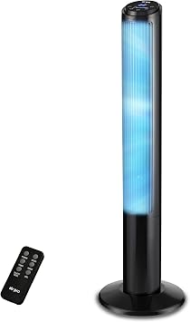 Air Pro 40" Tower Fan SmartVoice  Control Oscillating Bladeless Fan with Remote - Tall Compact 3 Speeds Quiet 50W Motor Cooling Fan - Floor Standing Fan for Home Office - LED Display 15 Hour Timer