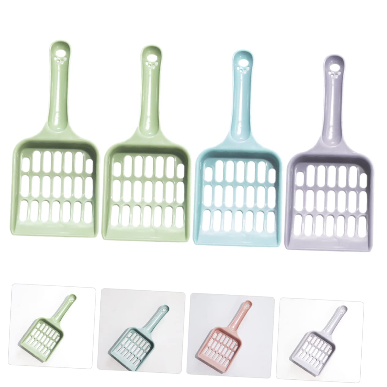 Pala para Arena de Gatos, Juego de 4 recogedores Arena for Mascotas con Mango ergonómico y fácil Limpieza. Color Aleatorio